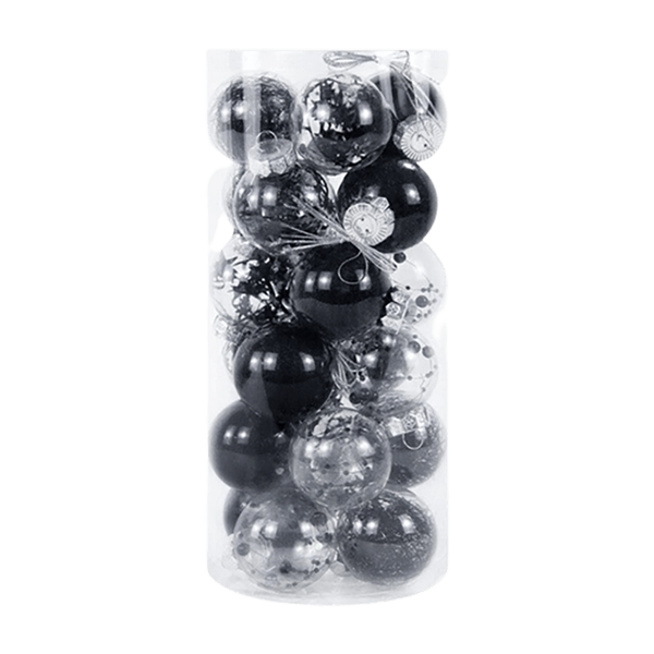 Lot de 24 boules création 6cm - Noir - Décorations de Noël